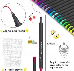 img 2 attached to Tebik 65 Pack Journal Planner Pens Colored Pens, 60 Assorted Colors Drawing Pens With 5 Different Stencils, Perfect For Dotted Journal Planner Writing Note Calendar Coloring Office School Supplies