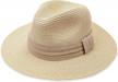 dreshow women straw panama hat fedora beach sun hat wide brim straw roll up hat upf 50+ logo