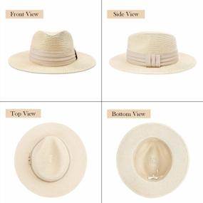img 1 attached to DRESHOW Women Straw Panama Hat Fedora Beach Sun Hat Wide Brim Straw Roll Up Hat UPF 50+
