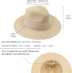 img 2 attached to DRESHOW Women Straw Panama Hat Fedora Beach Sun Hat Wide Brim Straw Roll Up Hat UPF 50+