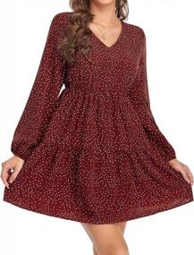 img 3 attached to Women'S Fall Long Sleeve Ruffle Babydoll Dress V Neck Casual Shift Tunic Dresses
