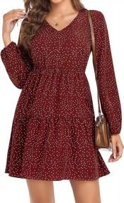 img 4 attached to Women'S Fall Long Sleeve Ruffle Babydoll Dress V Neck Casual Shift Tunic Dresses