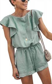 img 4 attached to Stay Comfy & Chic With Angashion'S Ruffle Cap Sleeve Jumpsuit - Complete With Belt & Hollow Back Design