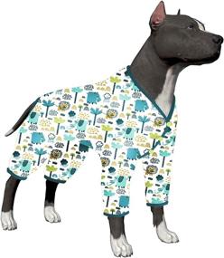 img 4 attached to Pet Anxiety Relief: LovinPet Hippo Turquoise Prints Dog Costume for Pitbull – UV Protection, Lightweight Stretchy Fabric, and Large Dog PJs