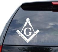 🔺 freemason masonic tools decal sticker for car, truck, motorcycle, window, laptop, ipad, wall decor - size 05 inch, 13 cm tall - gloss white color логотип