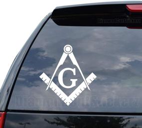 img 2 attached to 🔺 Freemason Masonic Tools Decal Sticker for Car, Truck, Motorcycle, Window, Laptop, iPad, Wall Decor - Size 05 inch, 13 cm Tall - Gloss White Color