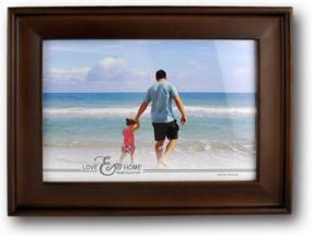 img 1 attached to Spiretro 5 x 7 inch Country Scoop Wide Molding: Natural Solid Wood Picture Frame with Real Glass - Display Vertically or Horizontally - Desk and Wall Mounting Photo Frame - Plain Honey Brown