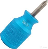 🔧 blue short stubby screwdriver with reversible and magnetic bit - phillips and slotted-flat - gato tools логотип