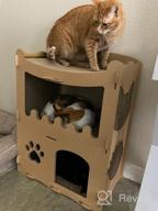 img 1 attached to PETIQUE Cat Villa Cardboard Scratcher Tower, Modern Indoor/Outdoor Cat House Furniture, Planet-Friendly Playground For Cats & Small Dogs review by Albert Wallin