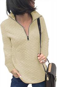 img 4 attached to Stylish Quilted Women'S Sweatshirt With 1/4 Zipper And Pockets For Casual, Long Sleeve Wear
