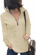stylish quilted women's sweatshirt with 1/4 zipper and pockets for casual, long sleeve wear logo