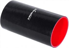 img 1 attached to Hiwowsport 8''(203MM) 4-Ply Long Straight Coupler Silicone Hose With T-Clamp (3.0"(76Mm)) - Black/Red Color