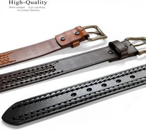 img 1 attached to Full Grain Leather Belt With Western Style Hand-Braiding - Casual And Versatile 1-1/2" (38Mm) Width - Assembled In The USA