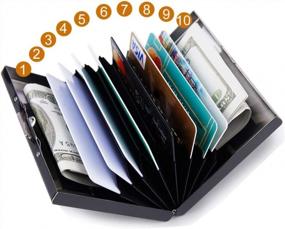 img 3 attached to RFID Blocking Credit Card Holder Metal Wallet Business Card Case For Men Women Gift Box Package (Black)