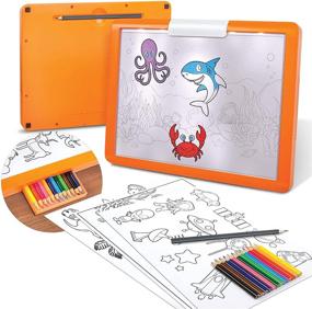 img 4 attached to Discovery Kids LED Tracing Tablet Set: Illuminated, 34 Pieces with Pencils, Paper & Templates