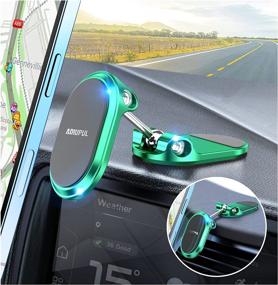 img 4 attached to Magnetic Phone Holder for Car Metal - Multi-Functional 6X Magnets Cell Phone Mount - Double 360° 📱 Rotation Desk Phone Holder - Magnet Car Mount Suitable for Dashboard Screens - Compatible with All Phone - Green