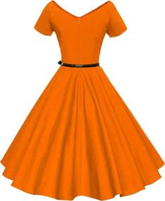 img 3 attached to Oyza9Pe Women's Vintage Shirtwaist Skater Dress - Stylish Women's Clothing