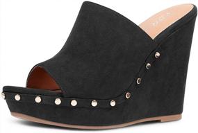 img 4 attached to Stylish Studded Wedge Sandals For Women With Open Toe Platform And High Heels - Perfect As Clogs, Mules, And Slides