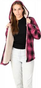 img 4 attached to Cozy Up In Style: ZENTHACE Womens Sherpa Lined Flannel Jacket With Full Zip And Hood