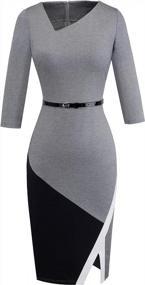 img 4 attached to Chic And Sophisticated: Homeyee Women'S Patchwork Sheath Dress For Professional And Elegant Look