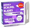 100 pack #10 surgical blades - medhelp disposable scalpel high carbon steel dermaplane individually wrapped sterile logo