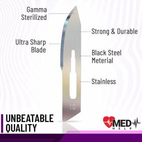 img 2 attached to 100 Pack #10 Surgical Blades - MedHelp Disposable Scalpel High Carbon Steel Dermaplane Individually Wrapped Sterile