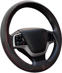 img 4 attached to 🚗 Ylife Microfiber Leather Car Steering Wheel Cover - Universal 15 inch Breathable Anti Slip Auto Steering Wheel Covers (Black and Red)