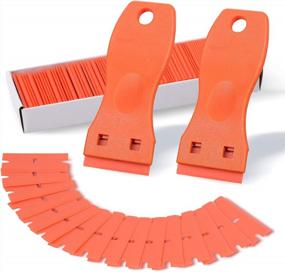 img 4 attached to FOSHIO Set Of 2 Orange Plastic Razor Blade Scrapers With 100 Plastic Blades - Ideal For Gasket, Sticker, And Adhesive Removal On Windows And Glass Surfaces