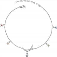 925 sterling silver moon and stars anklets: chic footwear for women and girls logo