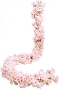 img 4 attached to 3Pcs Pink Artificial Cherry Blossom Garland For Home Wedding Party Decor - 17.7 Ft Total Length