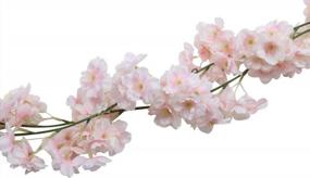 img 3 attached to 3Pcs Pink Artificial Cherry Blossom Garland For Home Wedding Party Decor - 17.7 Ft Total Length
