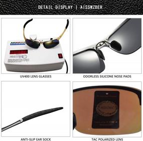 img 2 attached to Aisswzber Mens Sports Polarized Sunglasses: UV Protection Driving Metal Frame 8177 For Men.