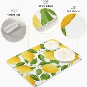 img 2 attached to Эффективный коврик для сушки посуды с лимоном - большая подушка размером 18X24 дюйма для быстрой и легкой сушки посуды на столешницах и сушилках