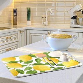 img 1 attached to Эффективный коврик для сушки посуды с лимоном - большая подушка размером 18X24 дюйма для быстрой и легкой сушки посуды на столешницах и сушилках