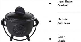 img 1 attached to 🌳 AzureGreen Home Fragrance Incense Holder: Tree of Life Cast Iron Cauldron with Lid and Handle - 5 inches