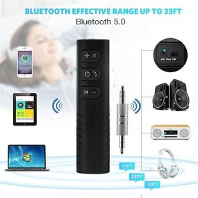 img 2 attached to 🔌 JYXZM Wireless Bluetooth Receiver 5.0, Car Bluetooth Adapter Accessory, Hands-Free Car Kit with Built-in Microphone, 3.5mm for Home Audio/Headphone/Car, Black