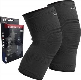 img 4 attached to Gonicc Professional Compression Knee Sleeve Pair(2 Pcs, Black, Middle), Breathable, Braces And Supports Knee For Pain Relief, Meniscus Tear, Arthritis, Injury, Running, Joint Pain