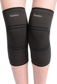 img 3 attached to Gonicc профессиональная компрессионная пара наколенников (2 шт., черный, средний), дышащие, подтяжки и опоры для колена для облегчения боли, разрыв мениска, артрит, травмы, бег, боль в суставах