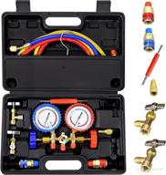 efficient autowanderer 3 way ac gauge set: r134a, r12, r22, r404a refrigerants for air conditioning freon charging & refined r134a ac manifold gauge logo