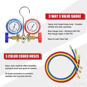 img 3 attached to Efficient AutoWanderer 3 Way AC Gauge Set: R134a, R12, R22, R404A Refrigerants for Air Conditioning Freon Charging & Refined R134a AC Manifold Gauge