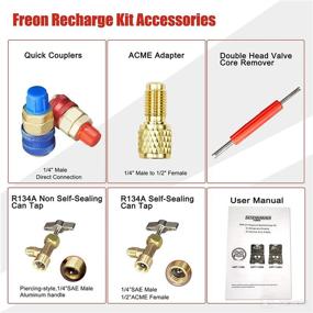 img 1 attached to Efficient AutoWanderer 3 Way AC Gauge Set: R134a, R12, R22, R404A Refrigerants for Air Conditioning Freon Charging & Refined R134a AC Manifold Gauge