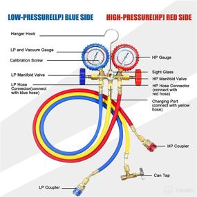 img 2 attached to Efficient AutoWanderer 3 Way AC Gauge Set: R134a, R12, R22, R404A Refrigerants for Air Conditioning Freon Charging & Refined R134a AC Manifold Gauge