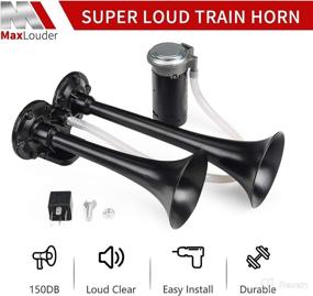 img 3 attached to 📢 MaxLouder 150DB Dual Air Horn: Super Loud Dual Trumpet Train Horn for 12V Vehicles (BLACK)