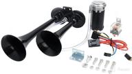 📢 maxlouder 150db dual air horn: super loud dual trumpet train horn for 12v vehicles (black) логотип