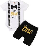adorable 1st birthday crown outfit for baby boys - gentleman style romper with bow tie and shorts for cake smash photoshoots logo