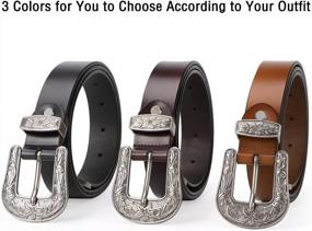 img 3 attached to SUOSDEY Fashion Leather Belts For Women With Vintage Metal Buckle Belt