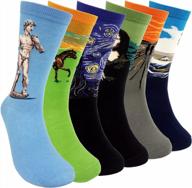 хsell носки из хлопка с веселыми и красочными принтами знаменитых картинных произведений искусства для мужчин - безумные носки с разнообразными узорами логотип