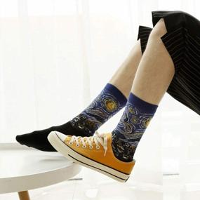 img 1 attached to HSELL Cotton Crew Socks With Fun And Colorful Famous Painting Art Prints For Men - Crazy Patterned Dress Socks