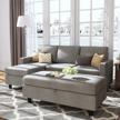 transform your living space with honbay grey sectional couch and ottoman – convertible l shape sofa set, perfect for left or right facing spaces! logo