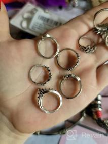 img 5 attached to Набор колец Yean Boho, серебряные массивные кольца, набор колец для суставов, набор колец миди для женщин и девочек (упаковка из 9 шт.) (Boho)